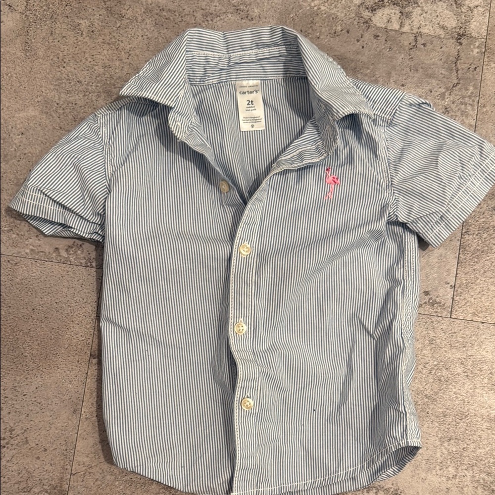 Carter's Blue and White Striped Button Down Shirt